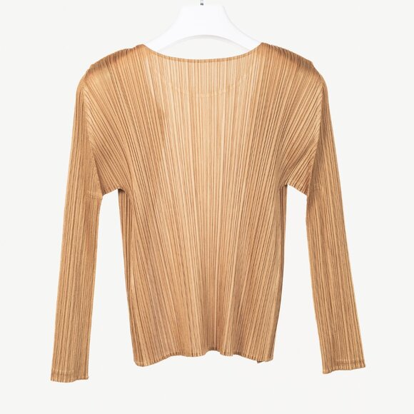 Pleats Please Issey Miyake Gold Open-Front Cardigan - Picture 2 of 7